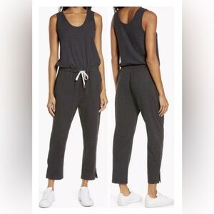 Zella Gwen Sleeveless Knit Romper Jumpsuit in Dark Grey - Size Medium